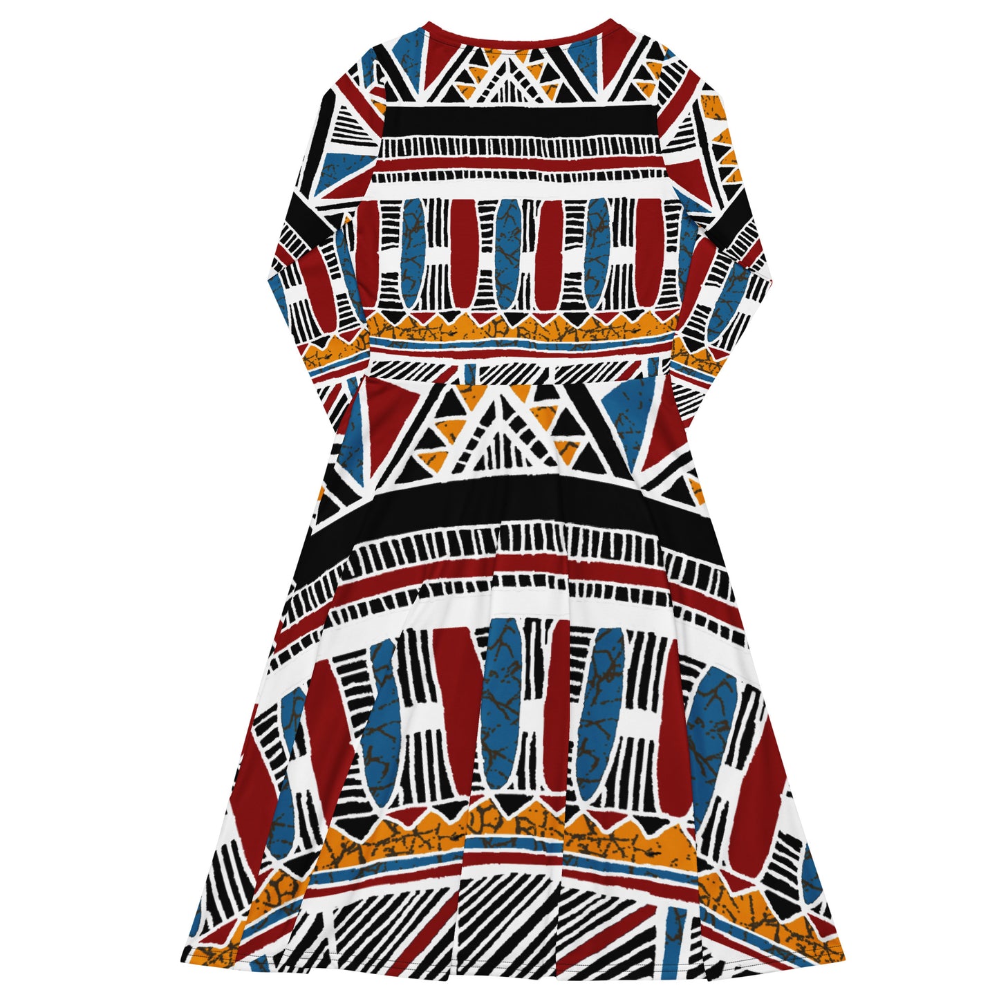 All-over print long sleeve midi dress (Boho)