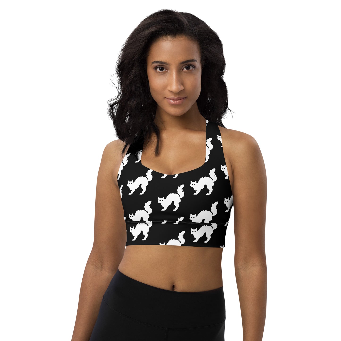 Longline sports bra (Black Cat)