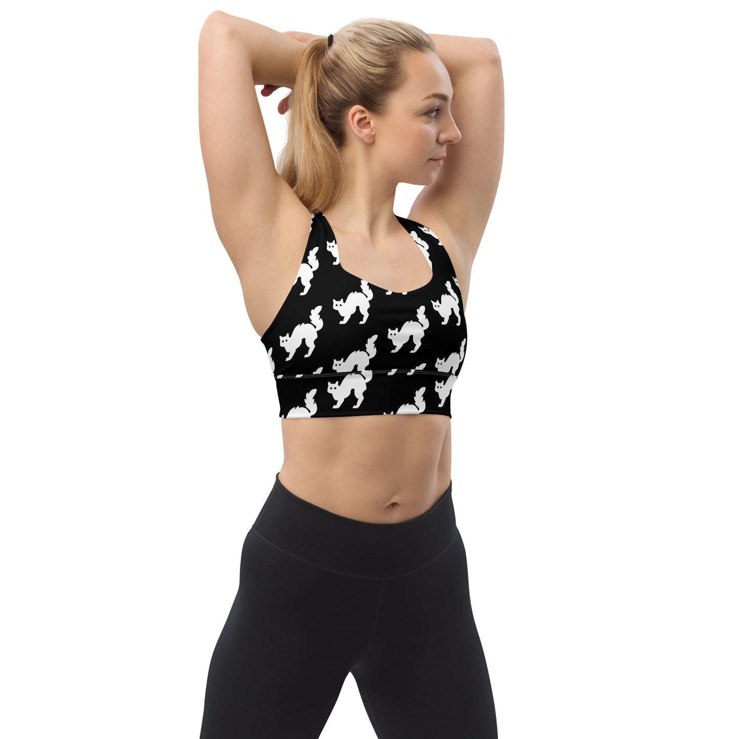 Longline sports bra (Black Cat)