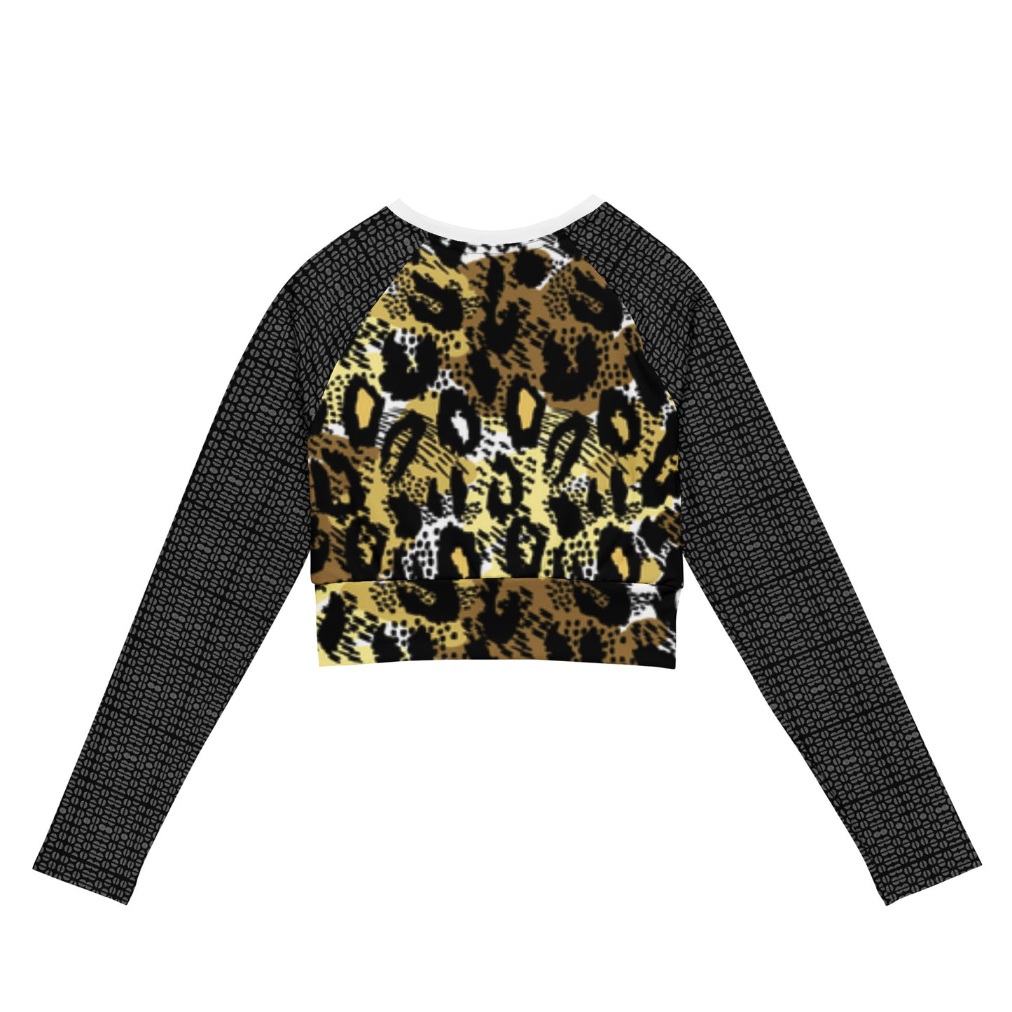 Recycled long-sleeve crop top (Cheetah)