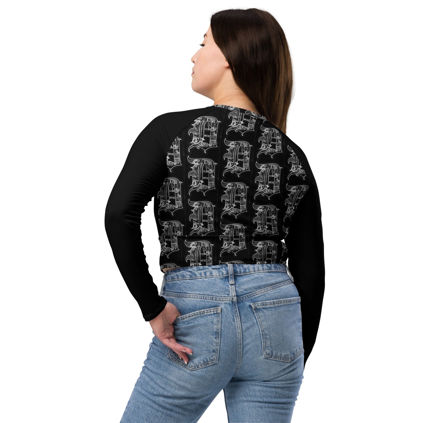 Recycled long-sleeve crop top