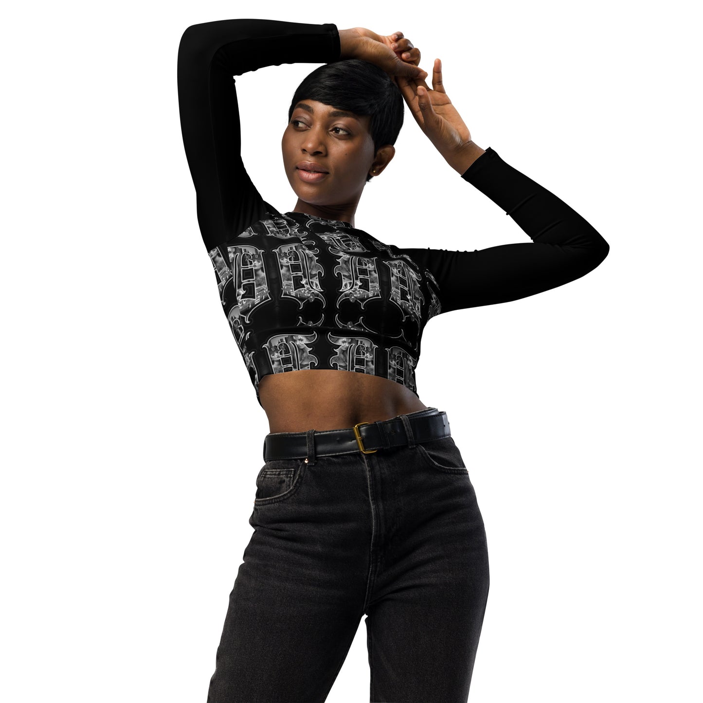 Recycled long-sleeve crop top