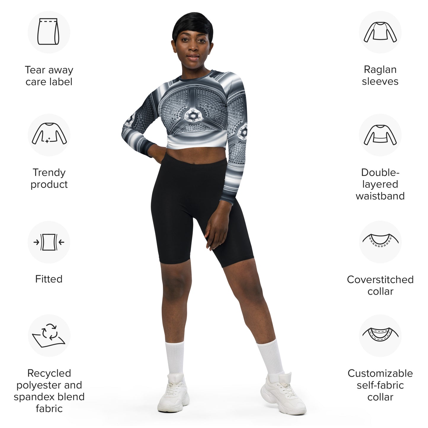 Recycled long-sleeve crop top (Bionic)