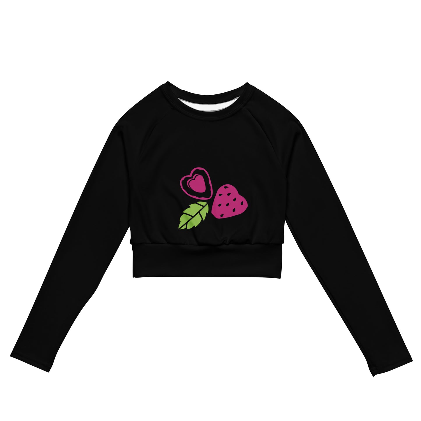 Recycled long-sleeve crop top (Strawberry Love)