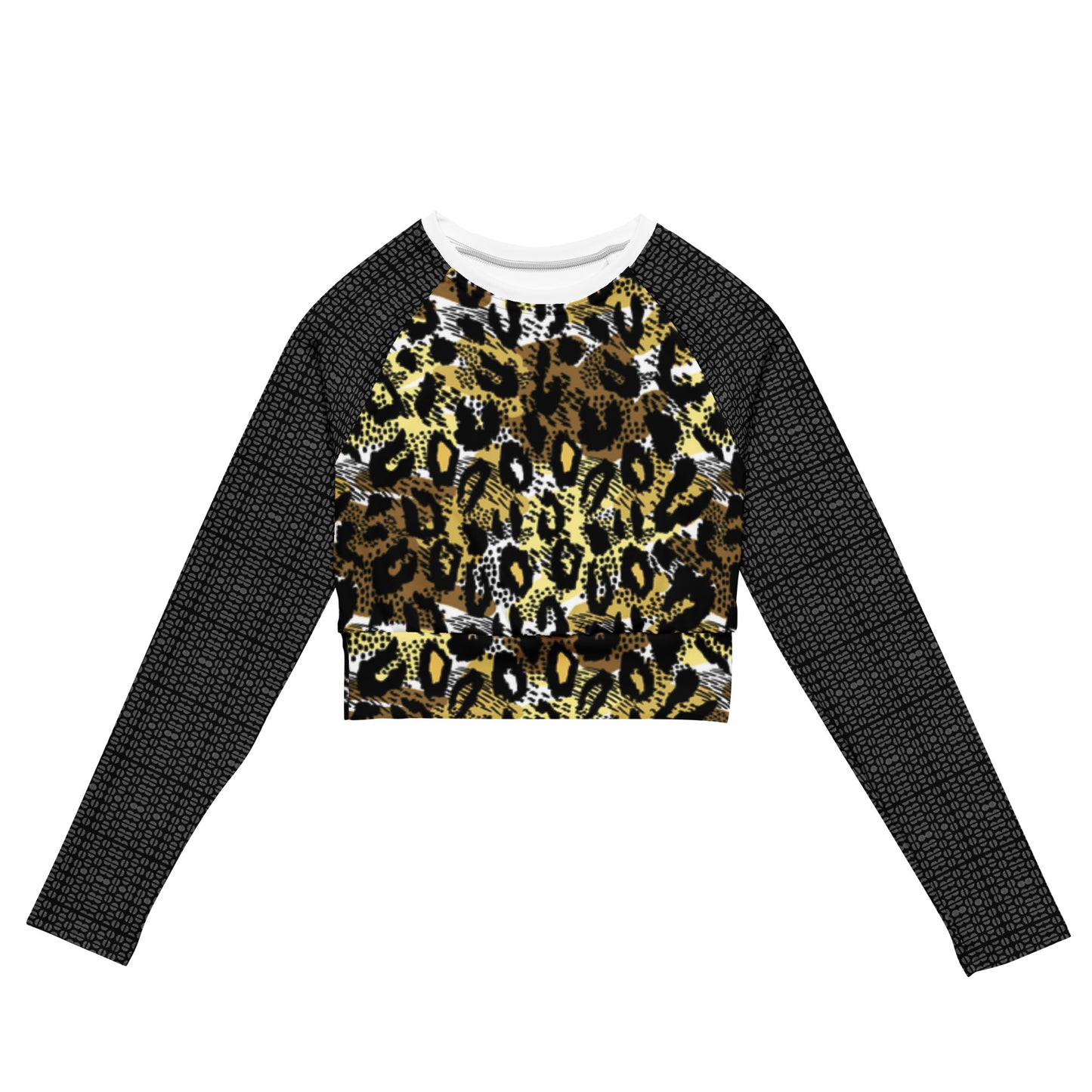 Recycled long-sleeve crop top (Cheetah)