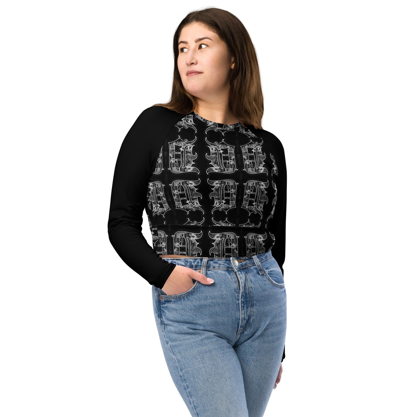 Recycled long-sleeve crop top