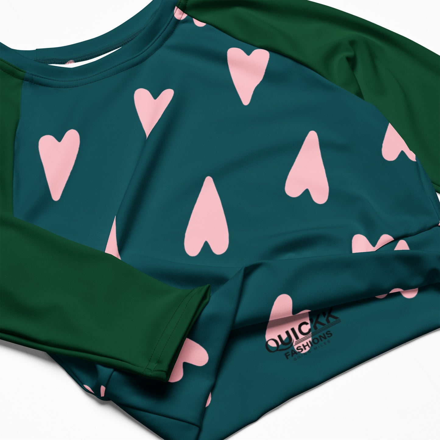 Recycled long-sleeve crop top (Hearts)