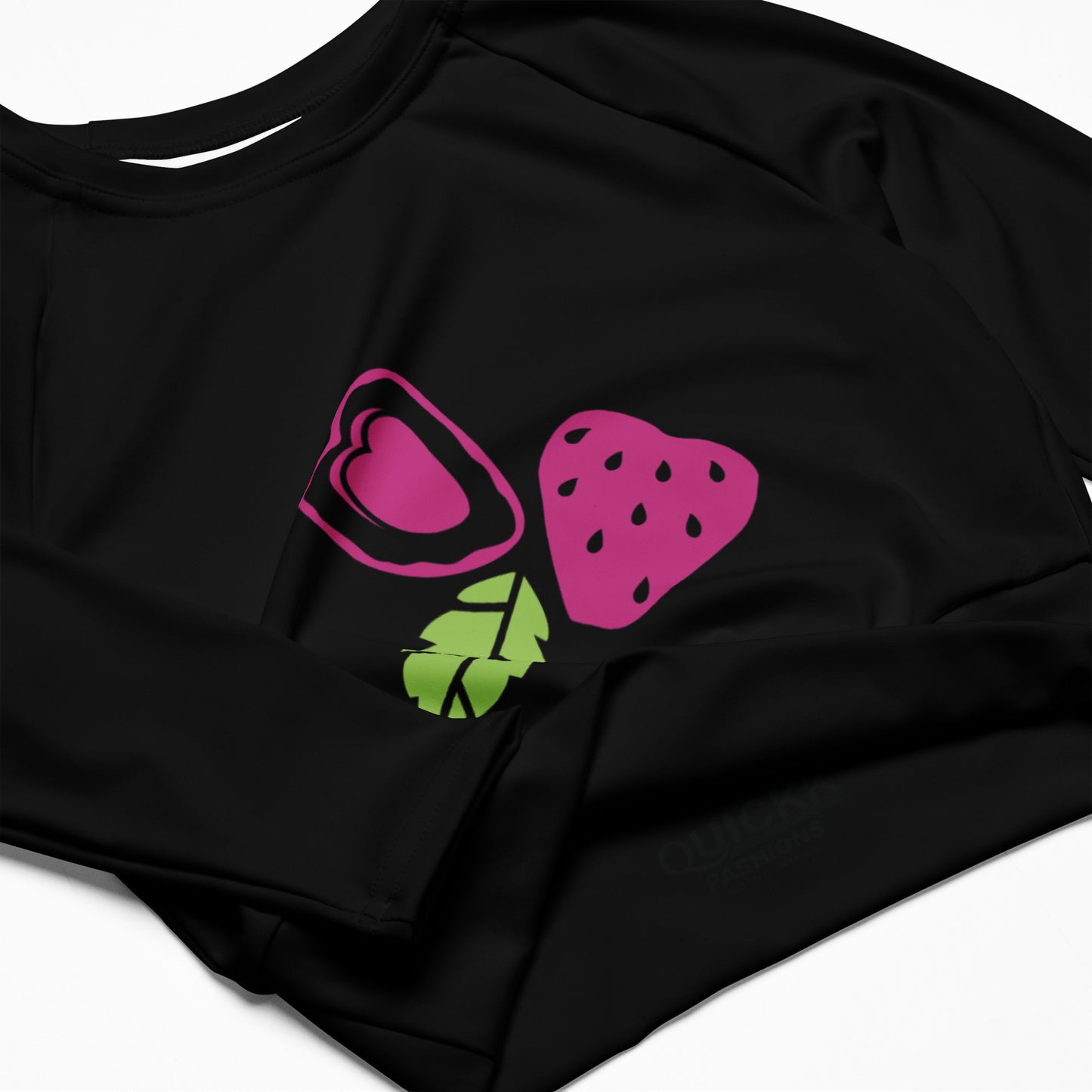 Recycled long-sleeve crop top (Strawberry Love)