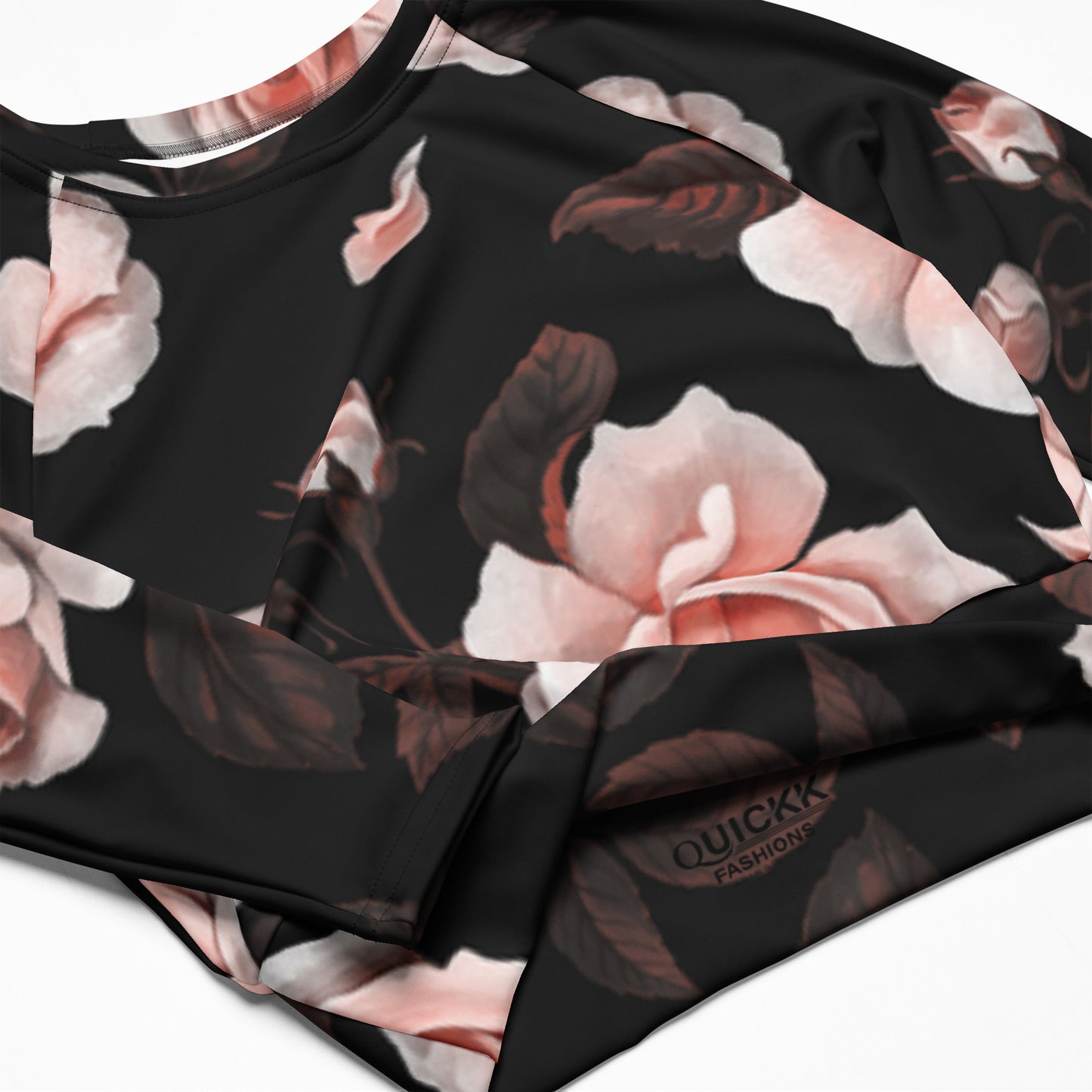 Recycled long-sleeve crop top (Rose)