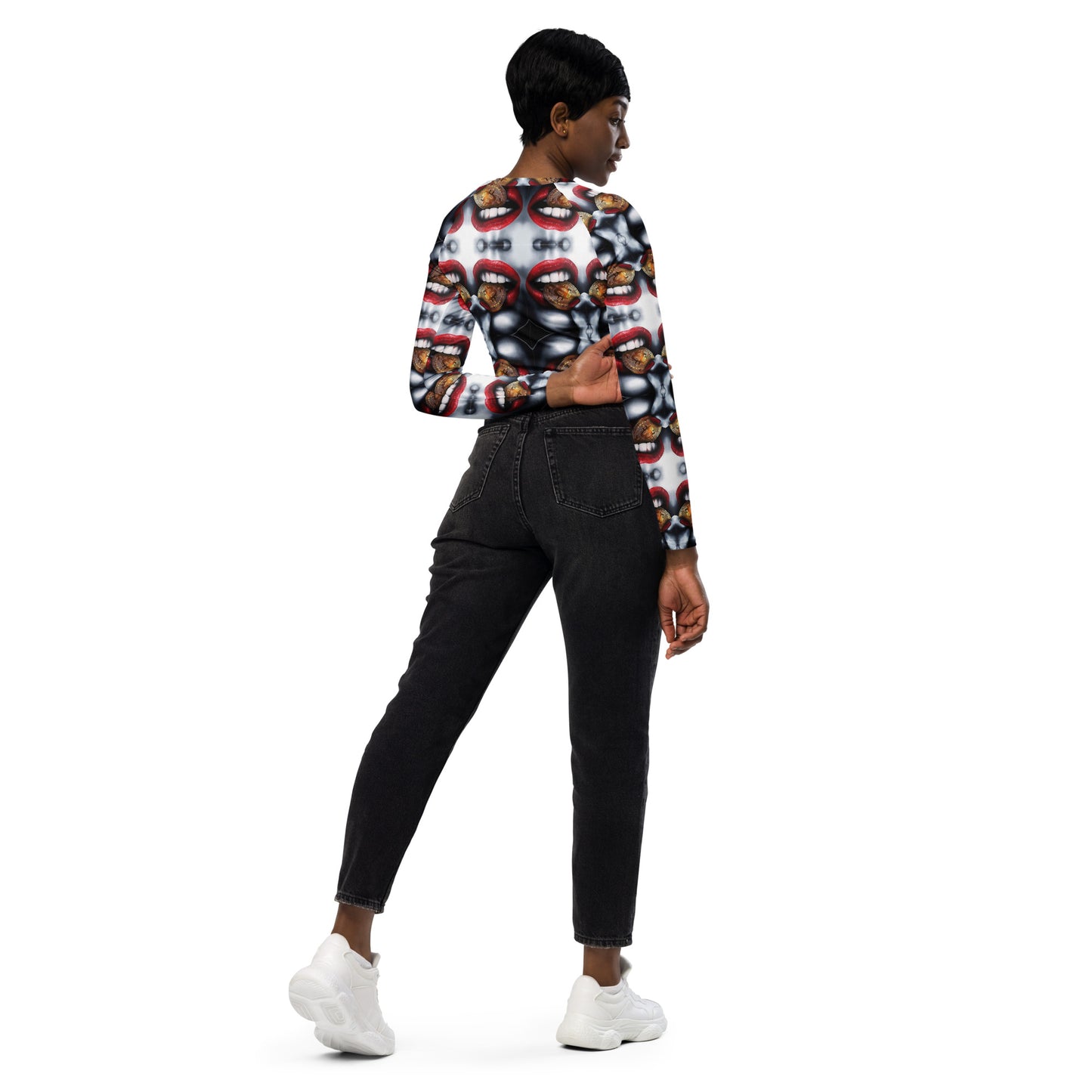 Recycled long-sleeve crop top