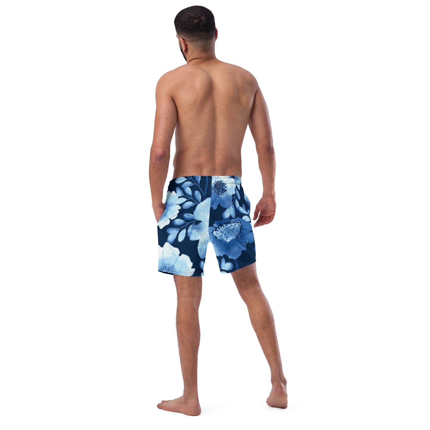 Men's swim trunks (Blue Flower)