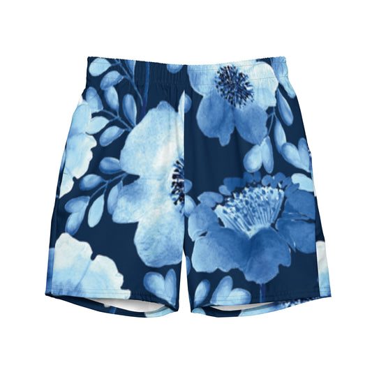 Men's swim trunks (Blue Flower)