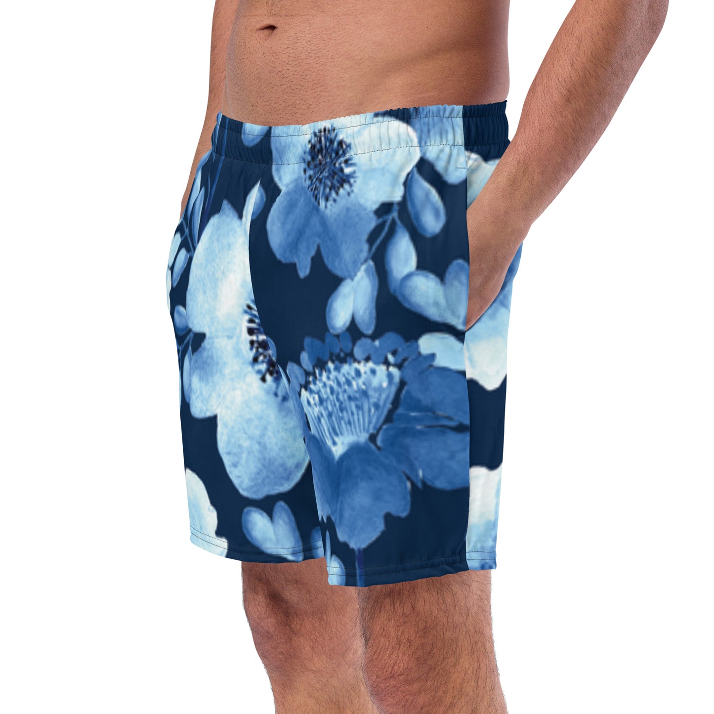 Men's swim trunks (Blue Flower)