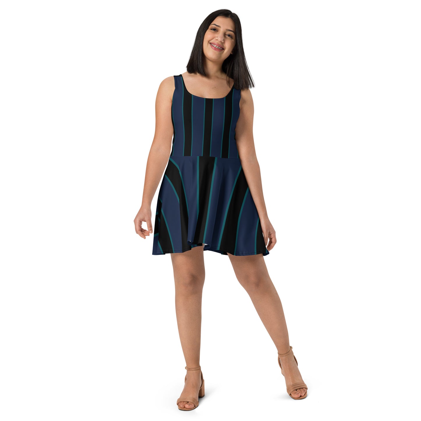 Skater Dress (Blue/Black Stripe)