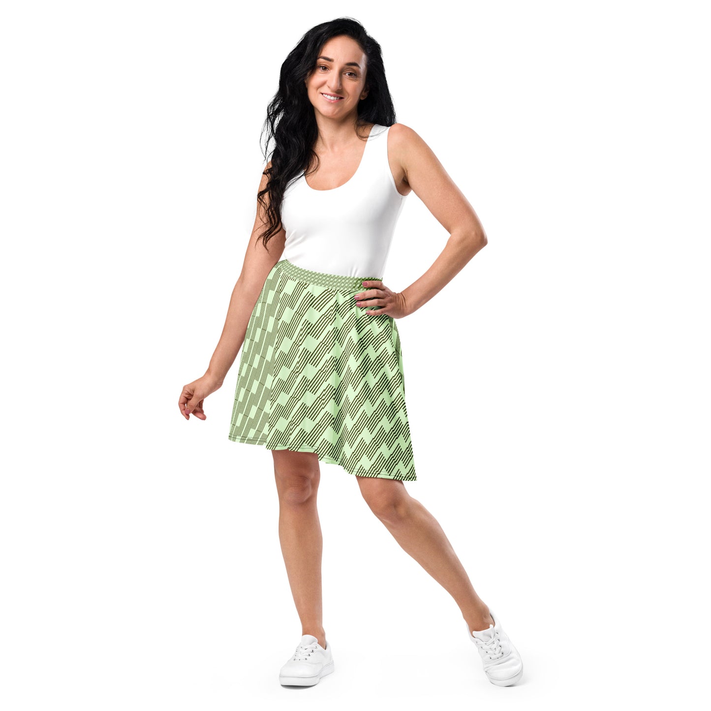 Skater Skirt (Green Lines)