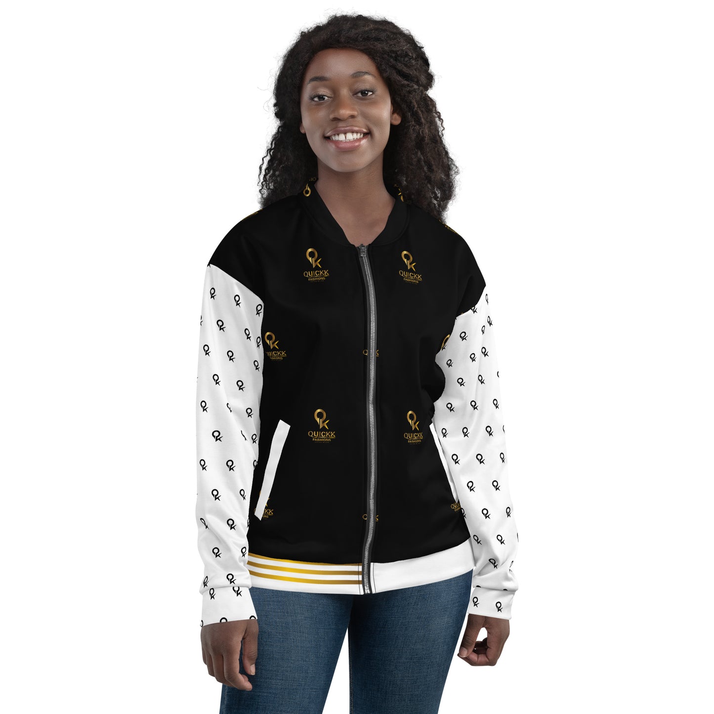 Unisex Bomber Jacket (White Sleeves)