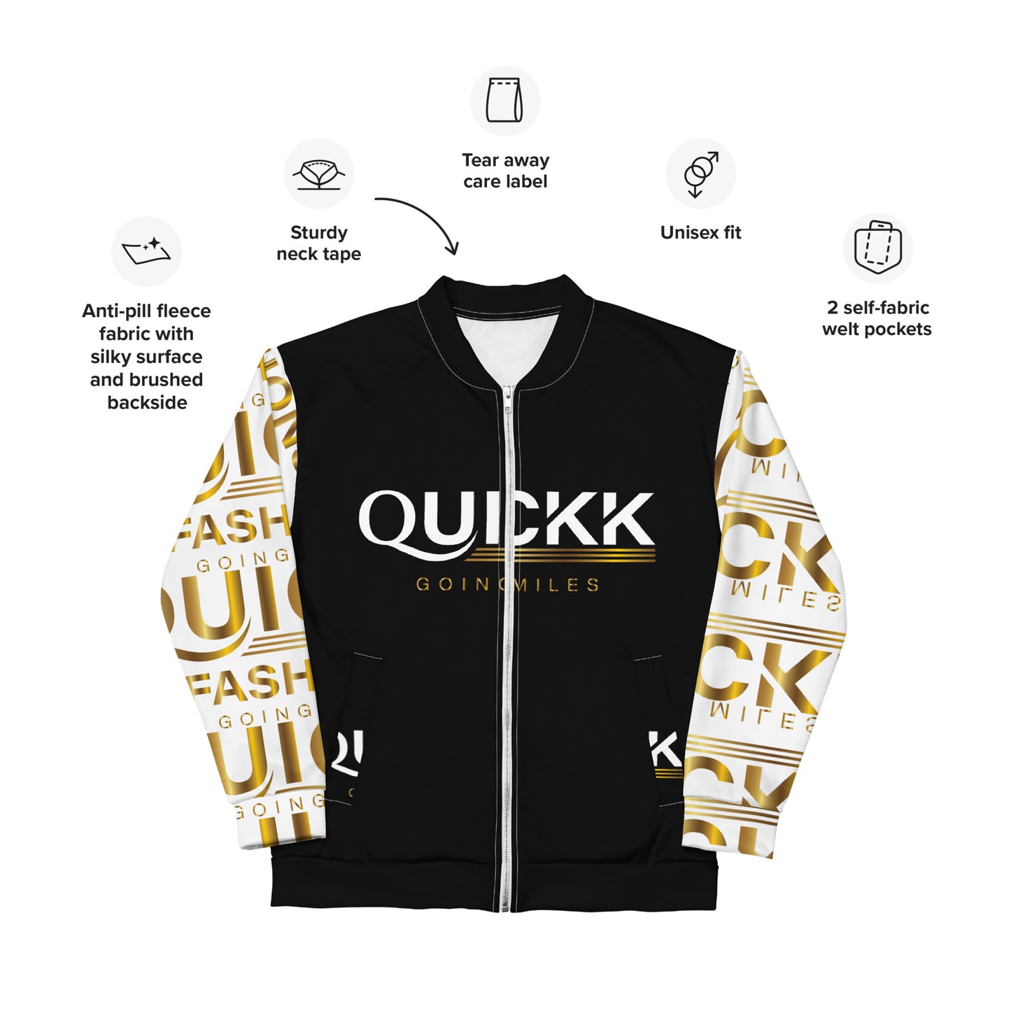 Unisex Bomber Jacket (Gold Quickk)