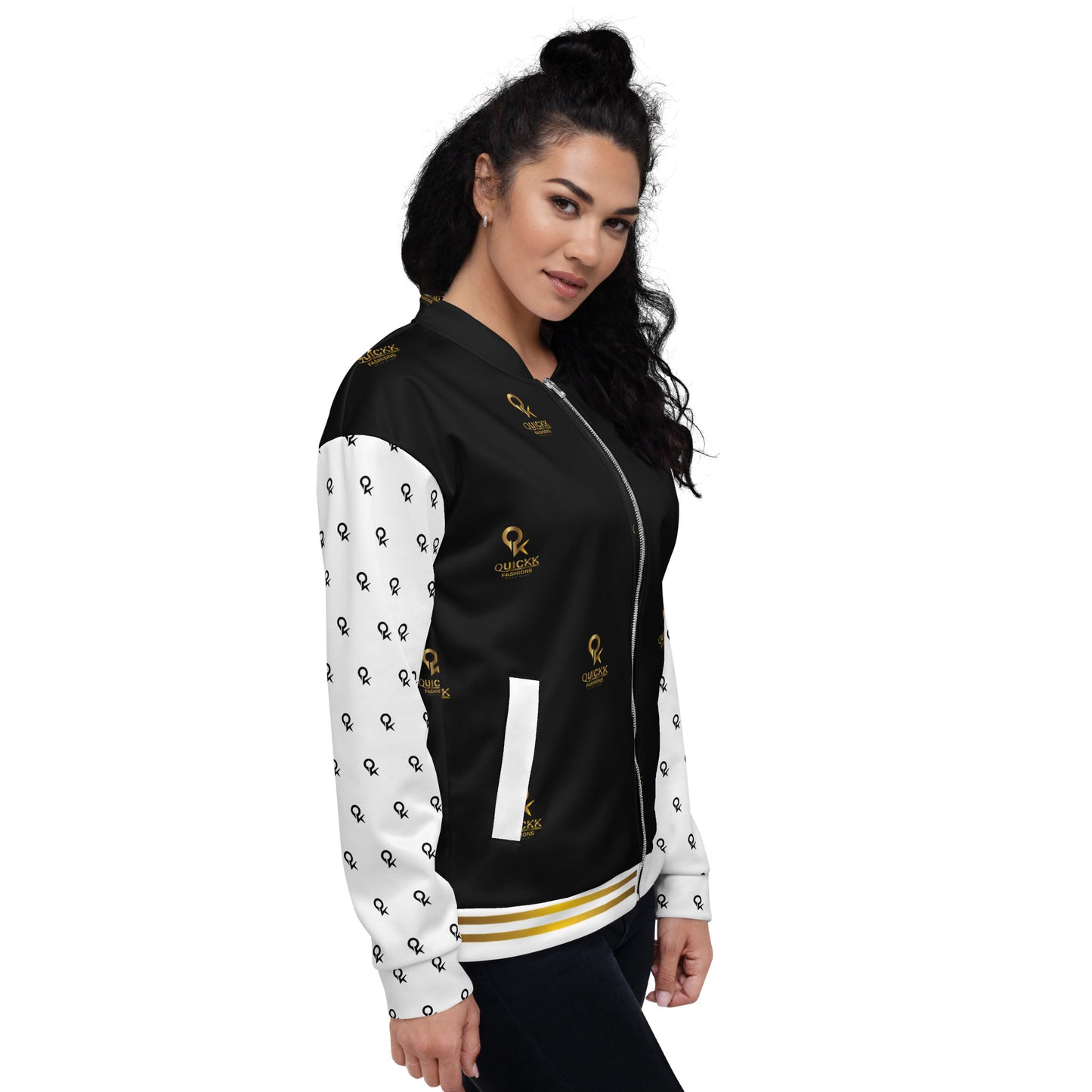 Unisex Bomber Jacket (White Sleeves)