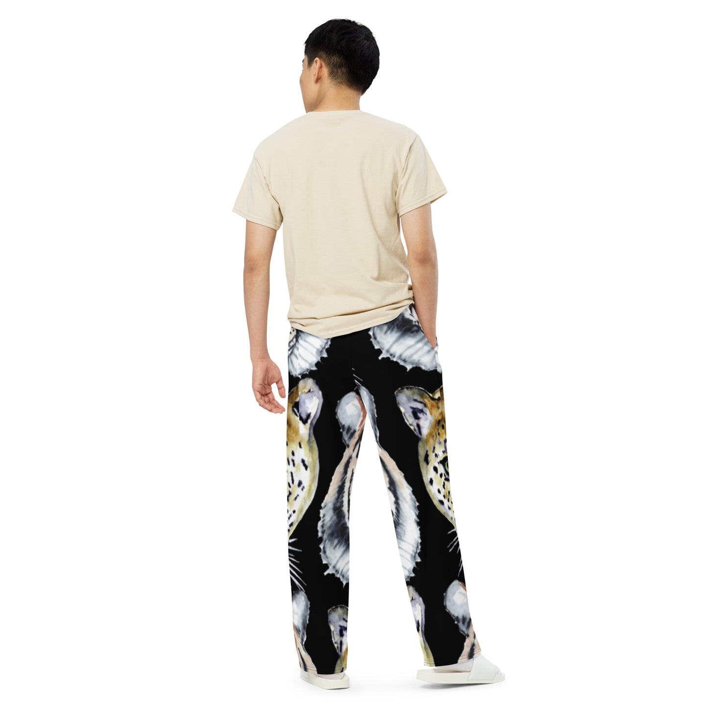 All-over print unisex wide-leg pants (Jungle Cat)