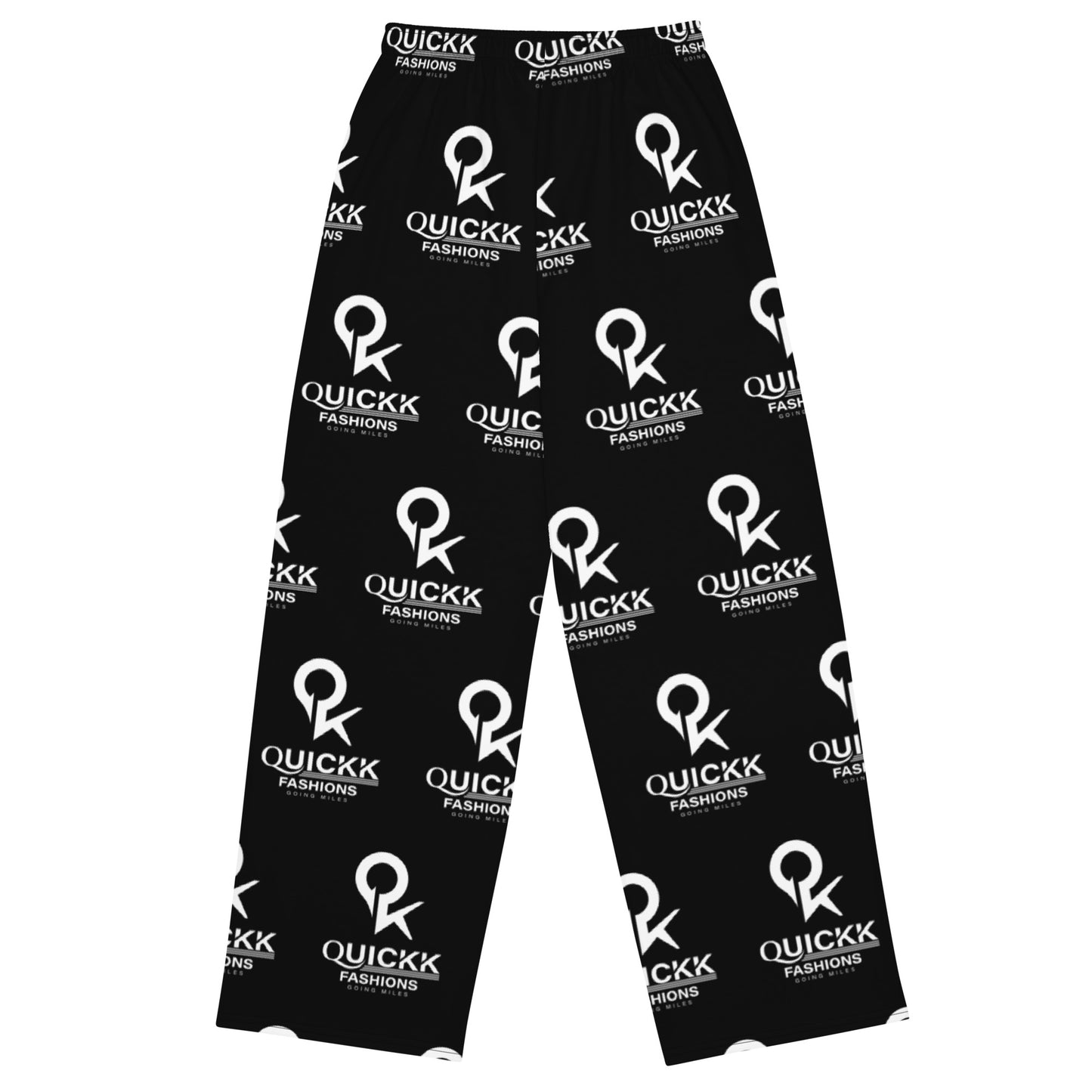 All-over print unisex wide-leg pants (Black Quickk)