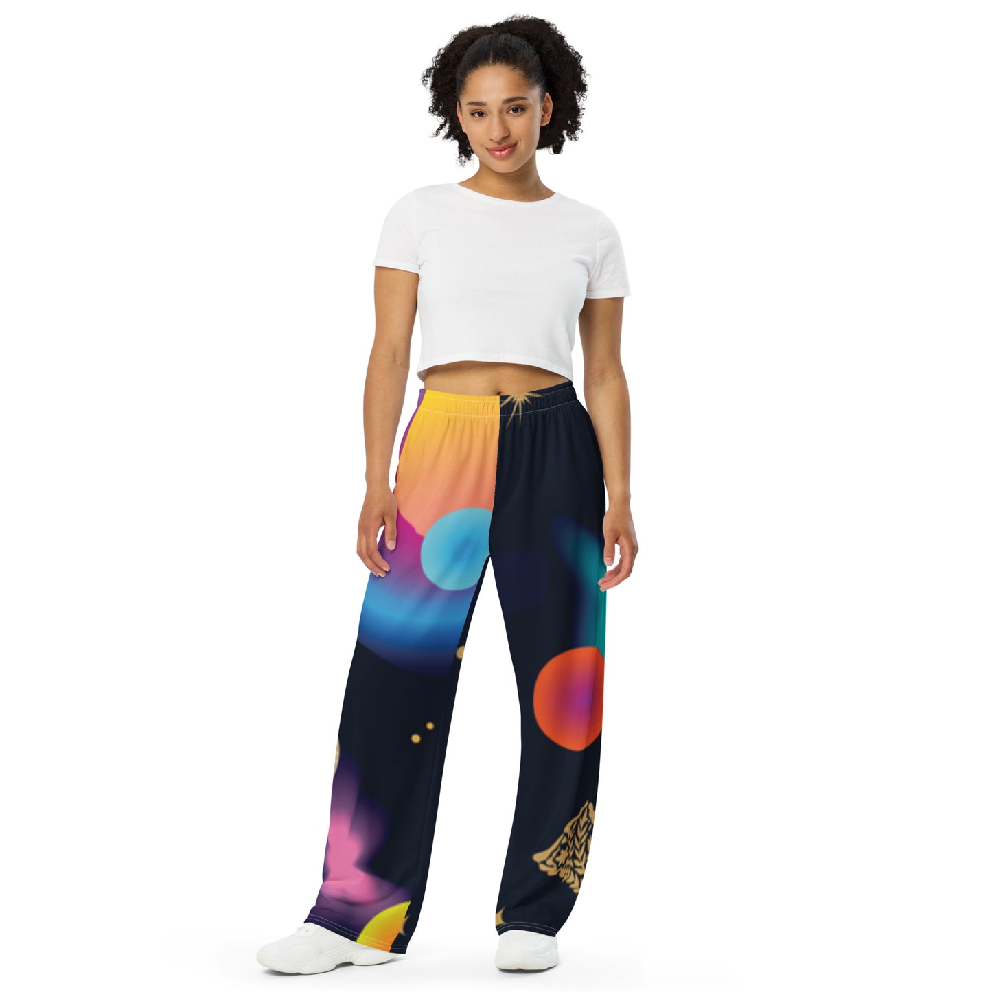 All-over print unisex wide-leg pants (Universe)