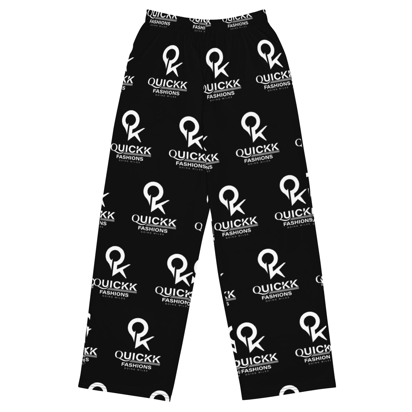 All-over print unisex wide-leg pants (Black Quickk)