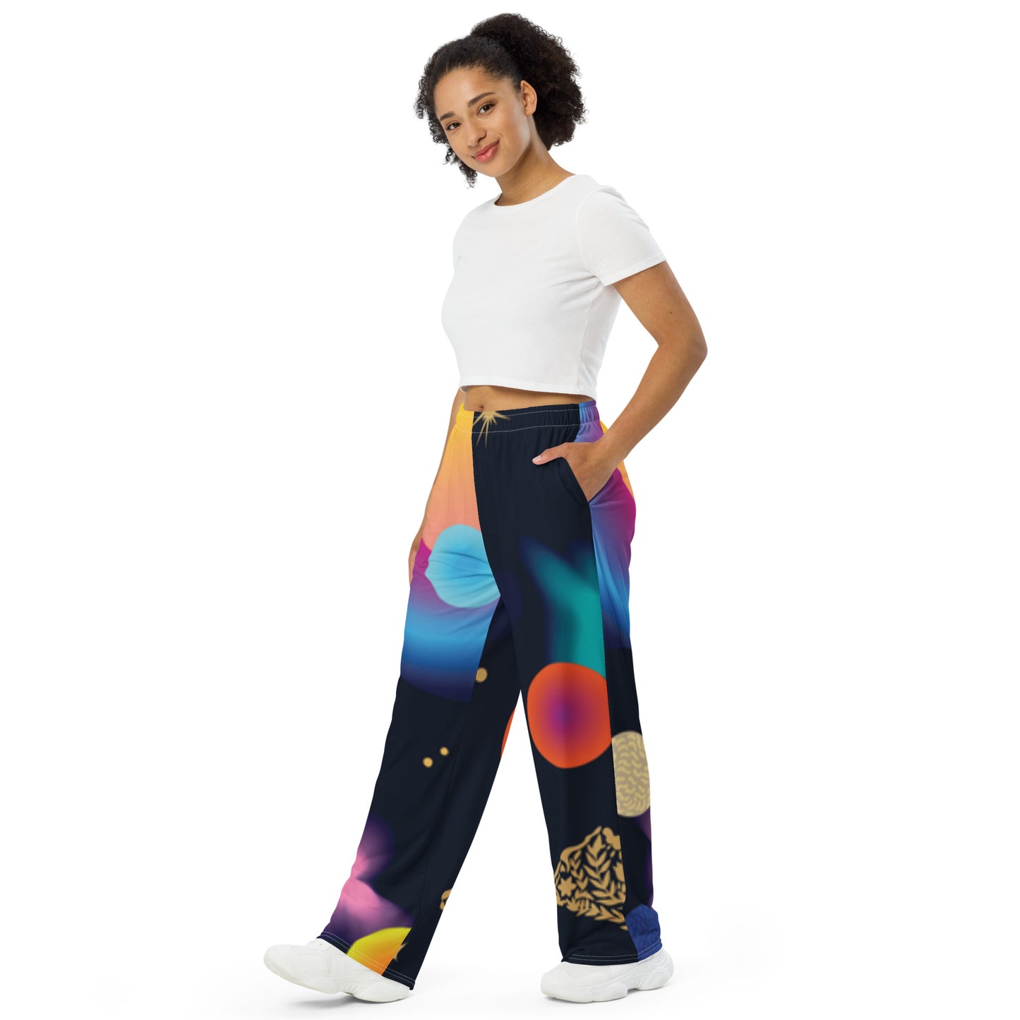 All-over print unisex wide-leg pants (Universe)