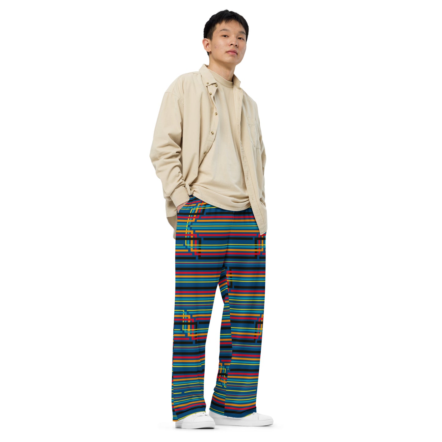 All-over print unisex wide-leg pants (Stripes)