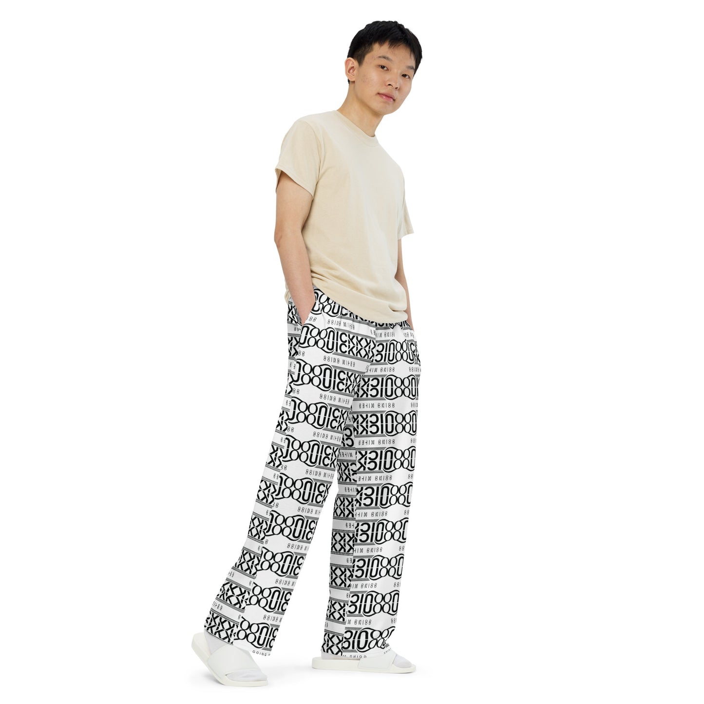 All-over print unisex wide-leg pants (Link)