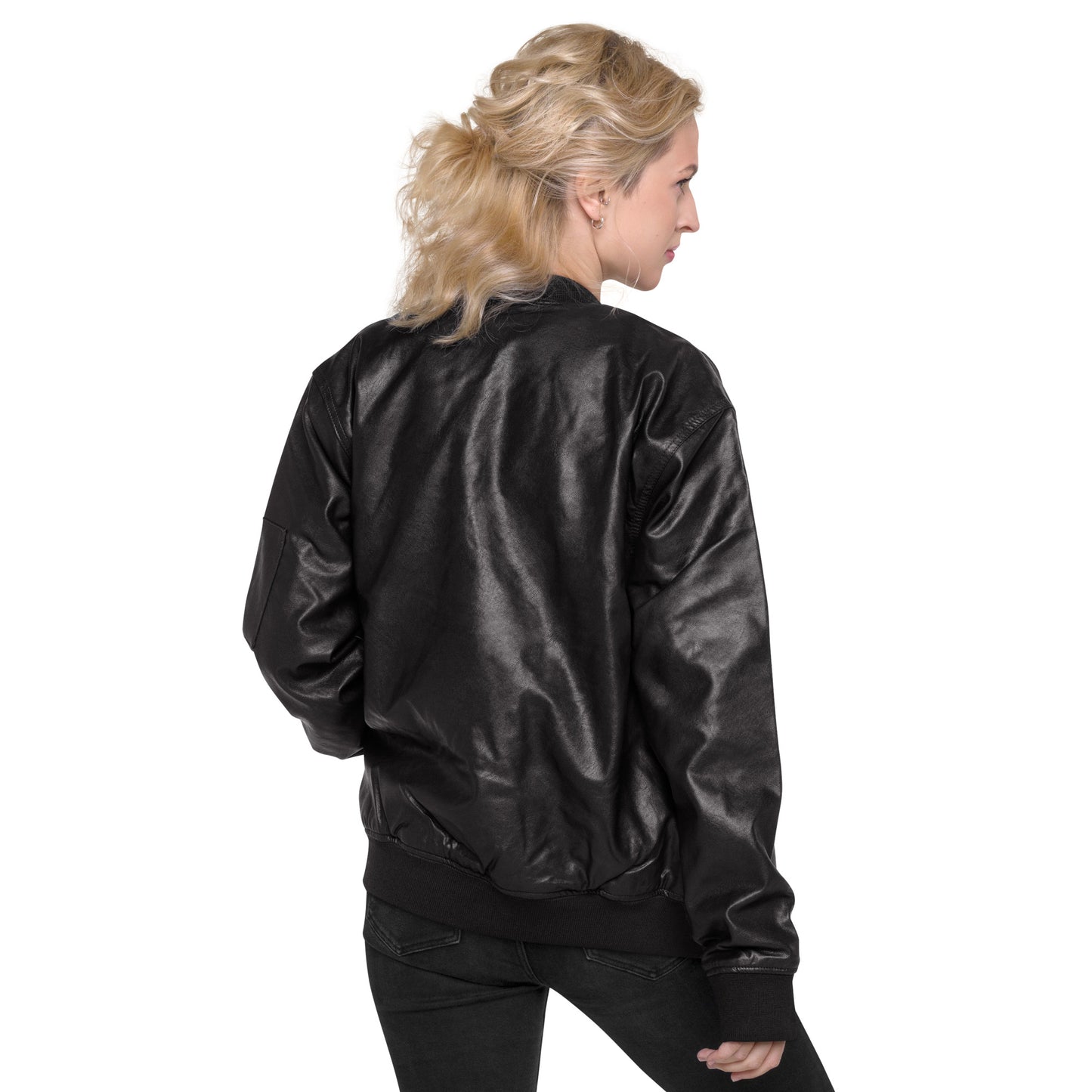 Leather Bomber Jacket (White Quickk)