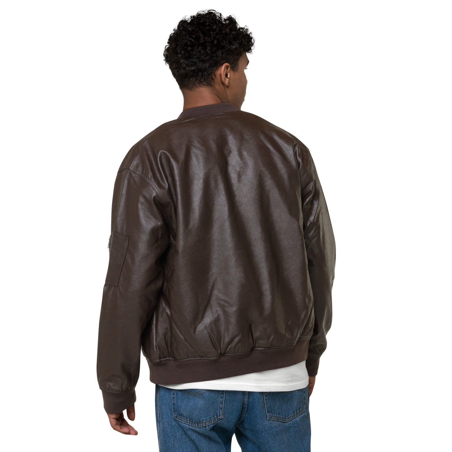 Leather Bomber Jacket (White Quickk)